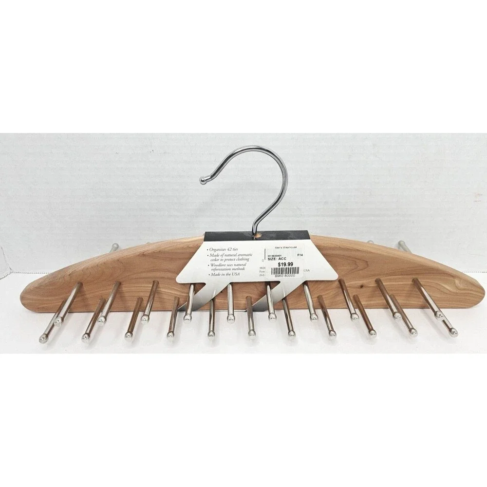 Cedar Tie Rack, Belt & Scarf Hanger / Closet Organizer 42 Pegs New